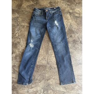Aeropostale Size 000 Bayla Skinny Crop Jegging blue distressed‎ Jeans EUC